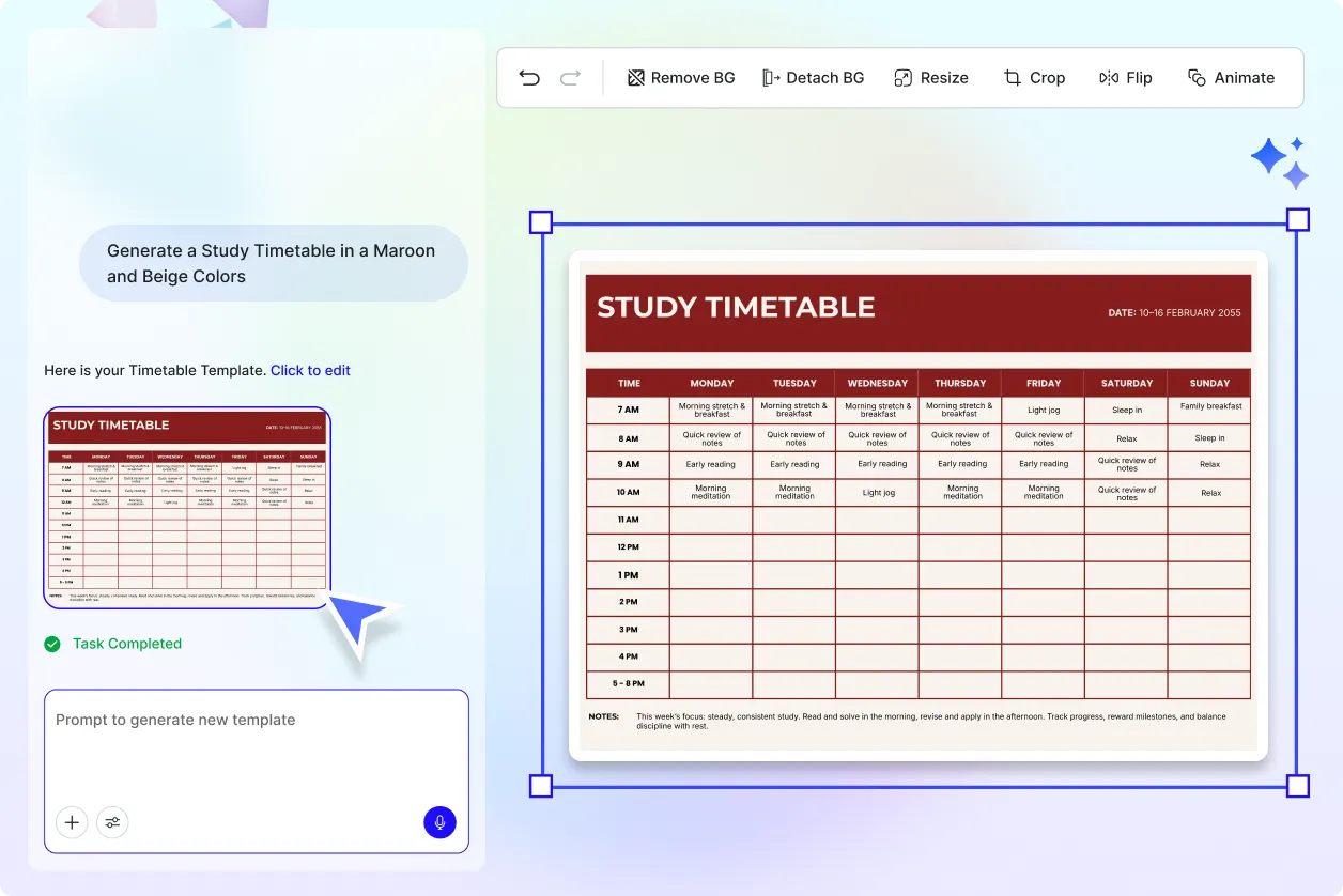Free AI Timetable Generator, Create Timetable Images Online [ No Signup ]